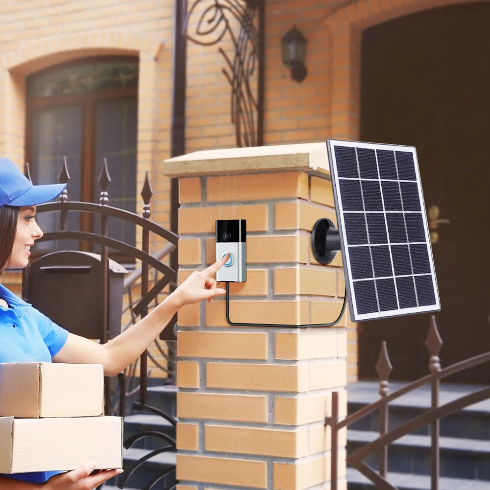 4W Solar Charger IP65 Waterproof Solar Panel Charger 9.8Ft Charging Cable Solar Panel Kit for Ring Video Doorbell 4/3/3 Plus/2
