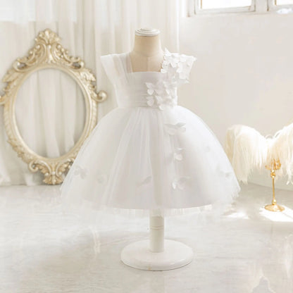 HETISO Baby Girls 1st Birthday Baptism Dress Kids Princess Wedding Party Ball Gowns for New Year 3D Butterfly Mesh