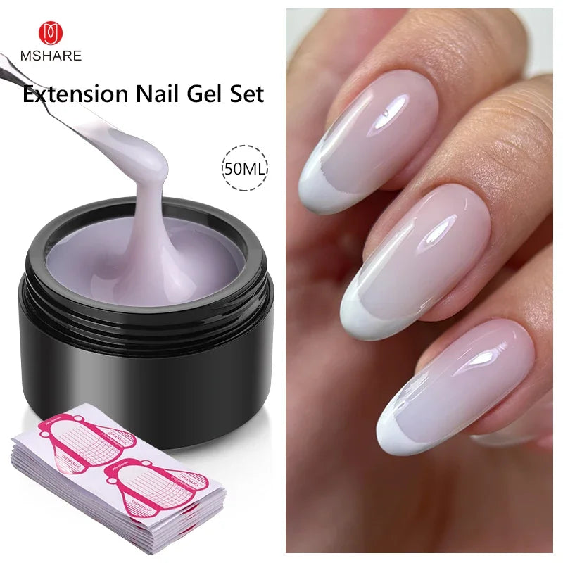 MSHARE 50ML Self Leveling Extension Nail Gel Set UV Led Construction Gel For Manicure Extend French Nail Art Build Nail