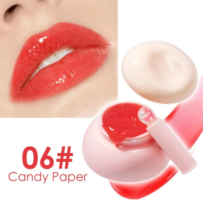 Long-lasting Moisturizing Solid Lip Jelly Red Tinted Lip & Cheek Jam Lip Balm Smooth Gloss Jelly LipGloss Water Light Lipsticks