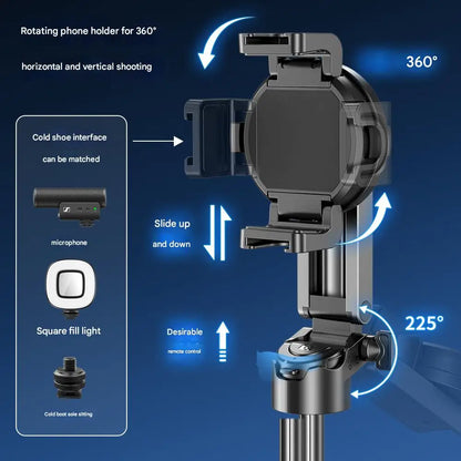 2025 New Upgraded Magnetic Design Mini Bluetooth Portable Telescopic Multi functional Tripod Phone Selfie Stick