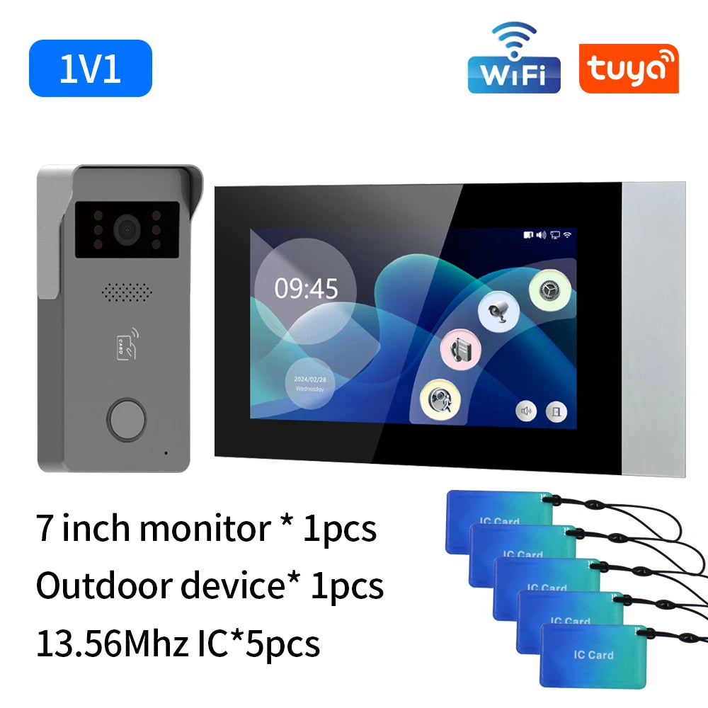 Wifi 1080P Video Intercom Video Doorbell Color Touch Screen Camera Access Control Security IP Villa RFID Support Tuya App