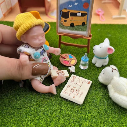 3.15 Inch 8 cm Full Silicone Body Mini Reborn Girl Handmade Lifelike Bebe Reborn Doll