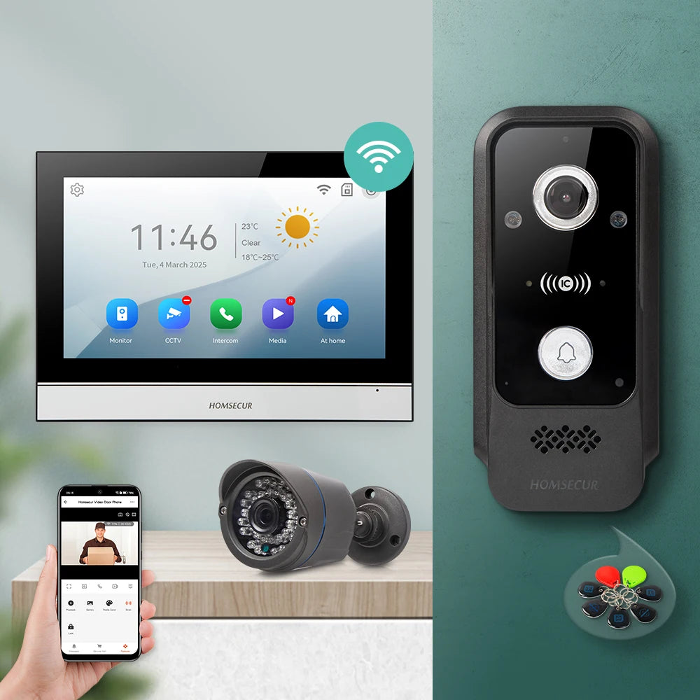 HOMSECUR 10in WiFi Video Intercom RFID Doorbell Camera 1080P Tuya APP Smart Door Phone Touch Screen Wireless No Monthly Fee