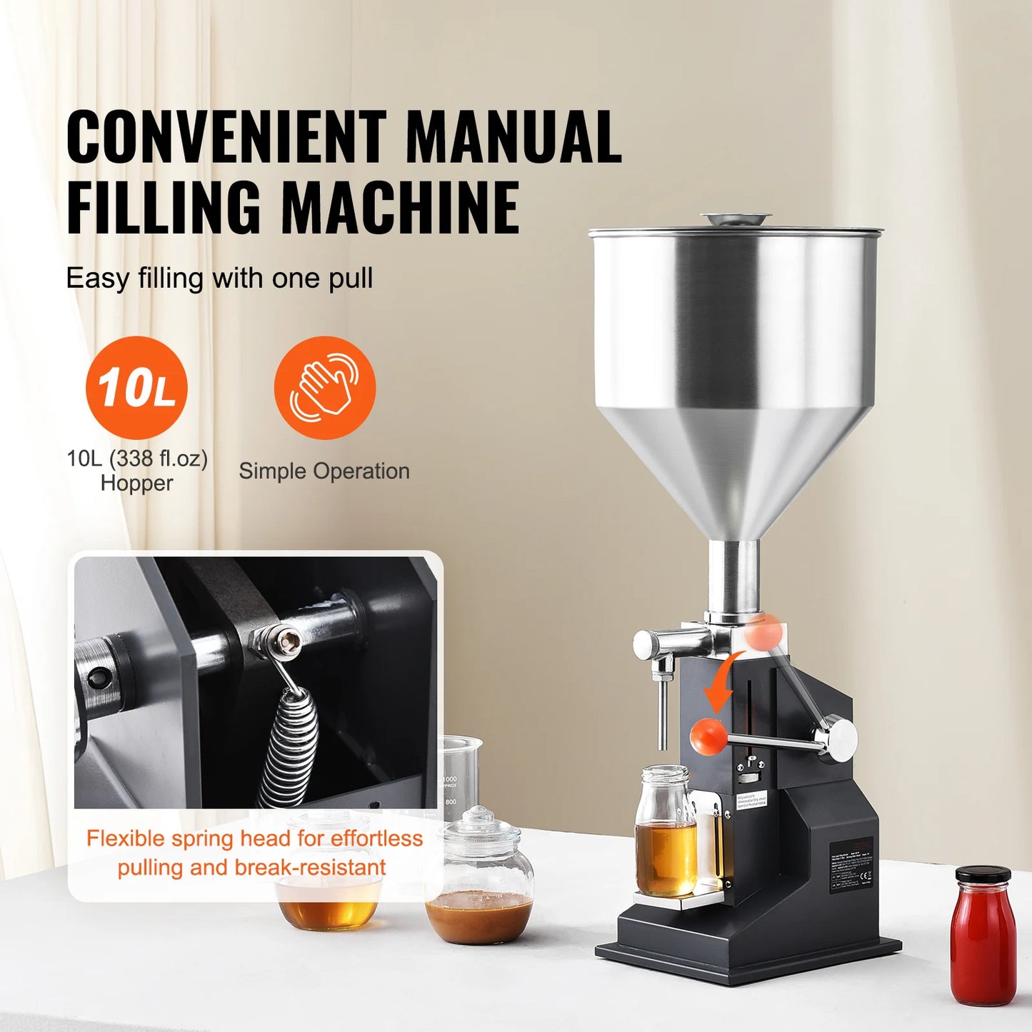 SucceBuy 5-100ml /5-50ml Manual Paste Liquid Filling Machine with Hopper Adjustable Bottle Filler for Milk Water Shampoo Honey - Merit Sell