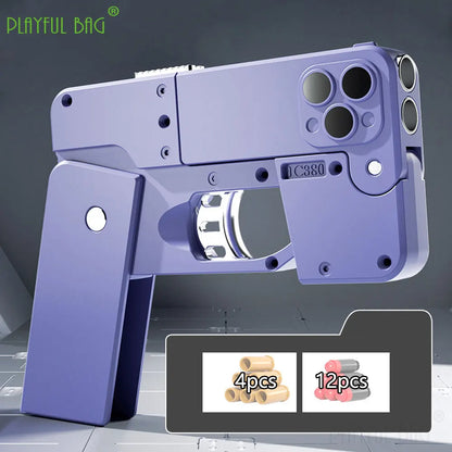 Phone 15 15Pro 15Pro Max Folding Mobile Phone Soft Bullet Launcher Mini Portable Toy Gun Model Adult Games Toy M4 AR15 AK ZG282