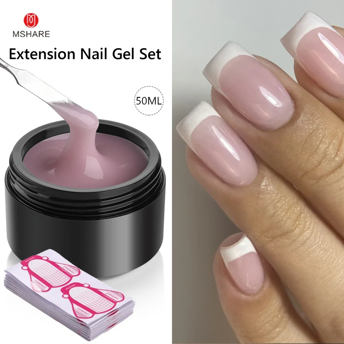 MSHARE 50ML Self Leveling Extension Nail Gel Set UV Led Construction Gel For Manicure Extend French Nail Art Build Nail