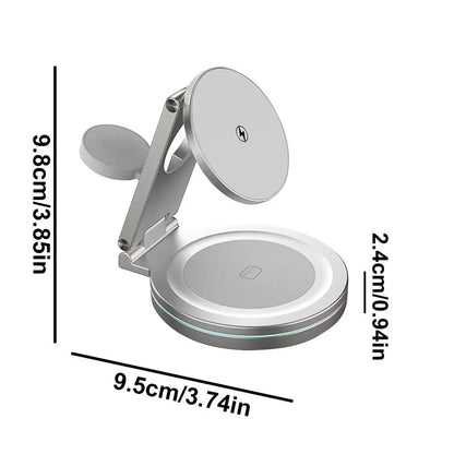 Wireless Charging Station Anti-Skid Adjustable Charging Dock Zinc Alloy Phone Watch Charging Stand With 360 Rotation Design