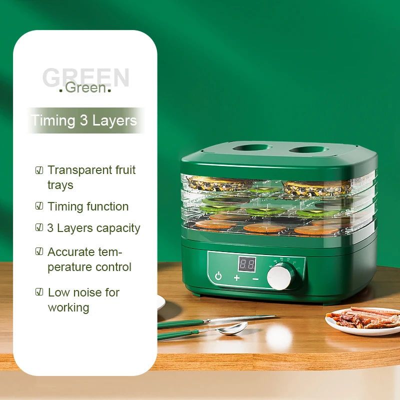 DMWD Food Dehydrator 5 Trays Dried Fruit Vegetable Herb Meat Drying Machine Electric Yogurt Maker Pet Snacks Air Dryer Oven EU