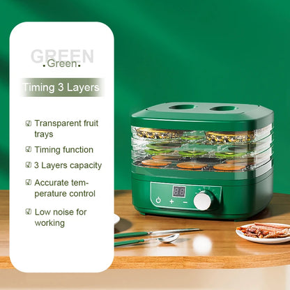 DMWD Food Dehydrator 5 Trays Dried Fruit Vegetable Herb Meat Drying Machine Electric Yogurt Maker Pet Snacks Air Dryer Oven EU