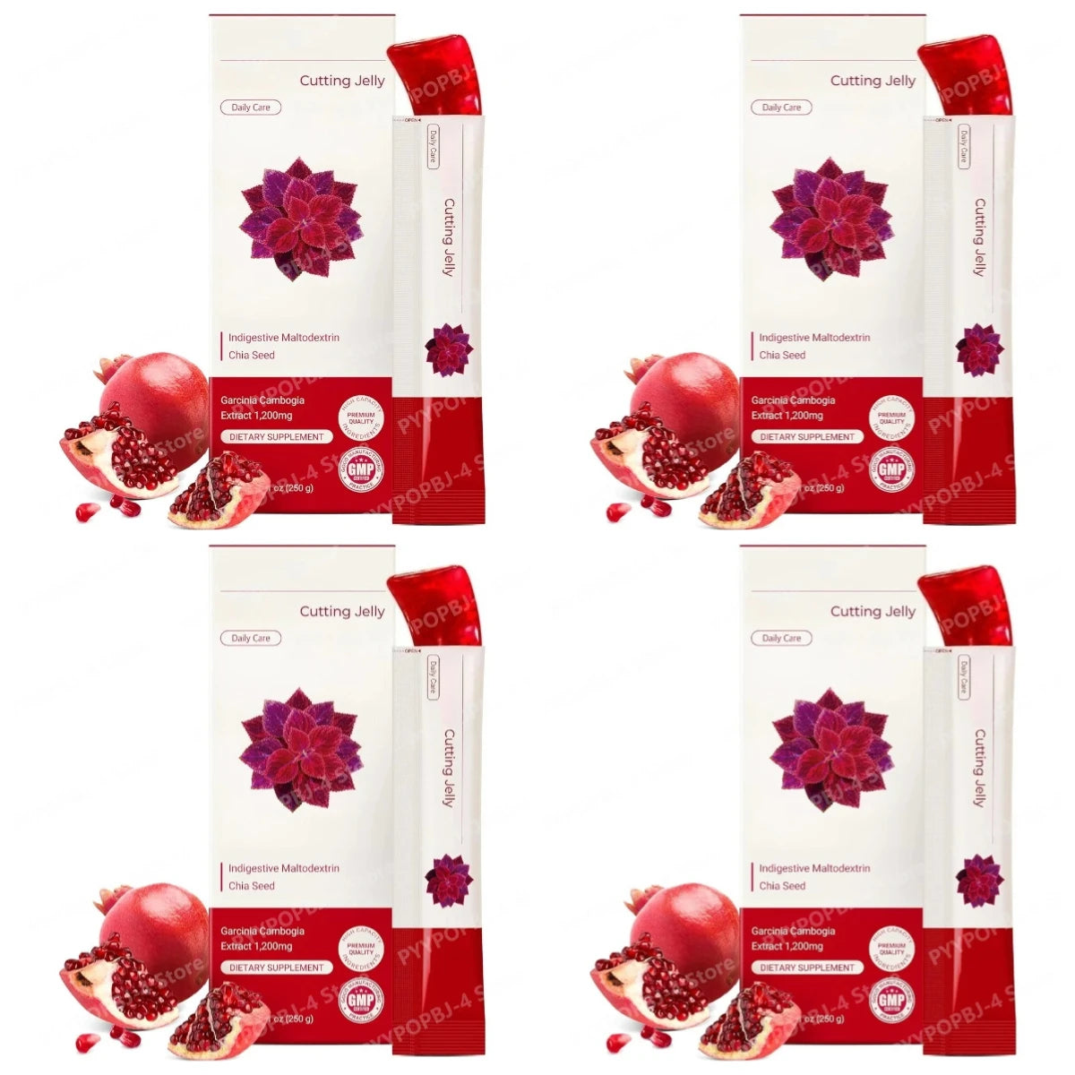 Pomegranate Flavored Wellness Jelly with Garcinia Cambogia Chia Seed Dietary Supplement 10 Sticks  Non-GMO Gluten Free