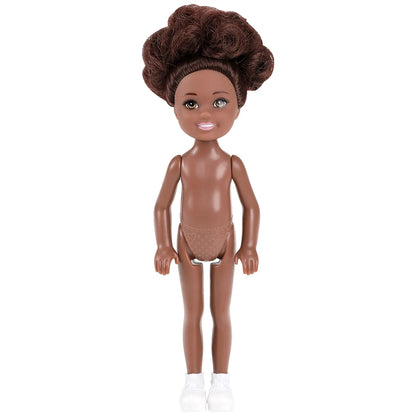 15cm BJD Dolls Shoes Multiple Movable Joints 1/12 3D Simulated Eye Dark Skin Hinge Doll Girl's DIY Dress Up Birthday Gifts Toys