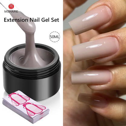 MSHARE 50ML Self Leveling Extension Nail Gel Set UV Led Construction Gel For Manicure Extend French Nail Art Build Nail