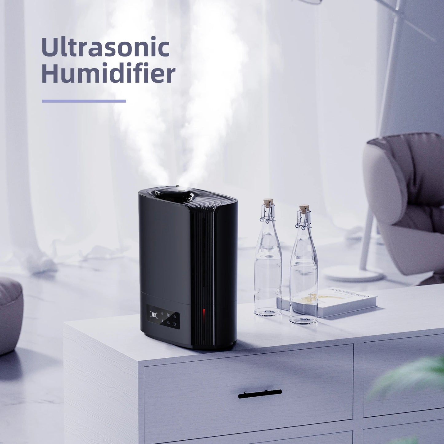 Ultrasonic Humidifier 6L 360° Adjustable Mist Direction 7 Color Light Aroma Fragrance for Bedroom,Children's Room,300 ml/h 3 Gea