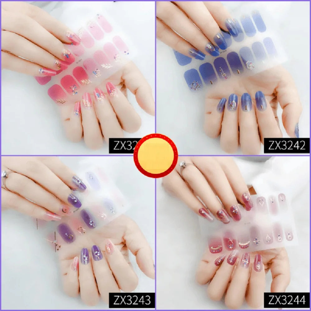 3D Waterproof Nail Art Stickers Self-Adhesive Fashion Colorful Manicure Decal UV LED Lamp Need Gel Nail Decals Nail Decoration