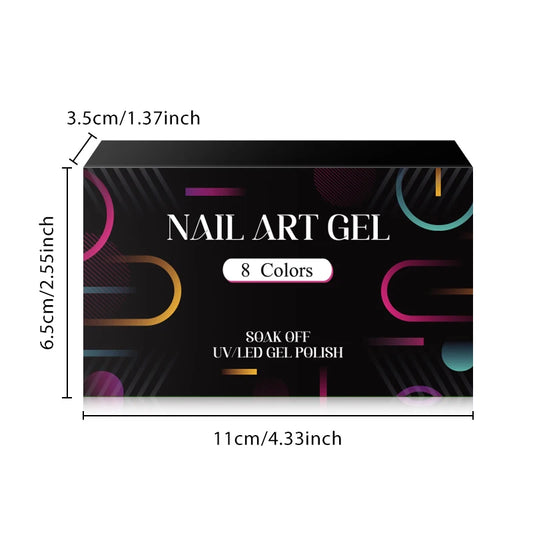 MEET ACROSS 8Pcs/Set Red Pink Gel Nail Polish Spring Colorful Laser Nail Art Gel Varnish Nail Supplies Manicure For Nails