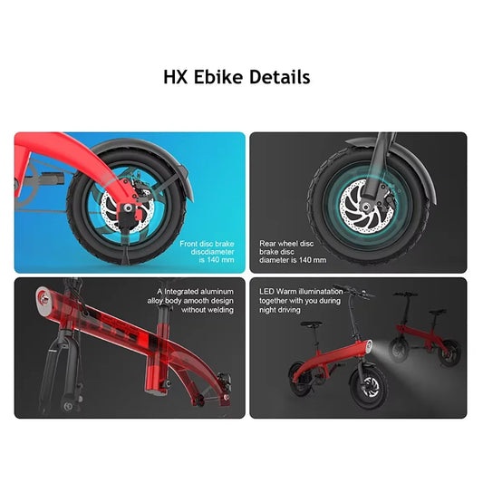 HX H2 Adult Ebike Electric Bike Folding 250w 36V 9.6AH 14 inch Electric Bicycle City Mini Cycling Bike
