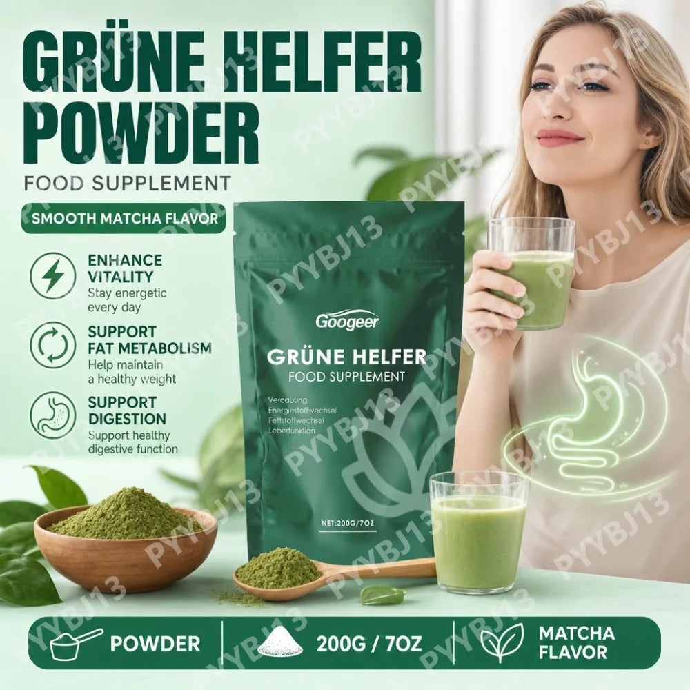 Googeer Matcha Latte Drink Mix with Matcha Powder, Sweetened Instant Beverage for Hot Drinks, Easy-Mix Resealable Pouch, 200g