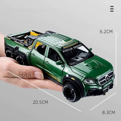 1/28 X-class 6X6 Tyre Pickup Metal Diecast Alloy Toy Cars Models Trucks For Boys Childrens Kids Off-road Vehicle Collection Gift