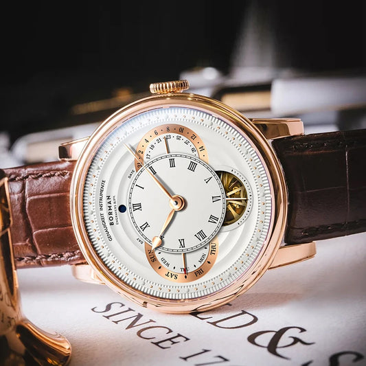 BORMAN Design Luxury Men Automatic Wrist Watch Skeleton Dial Genuine Leather Strap Sapphire Crystal Glass Automatic Watch