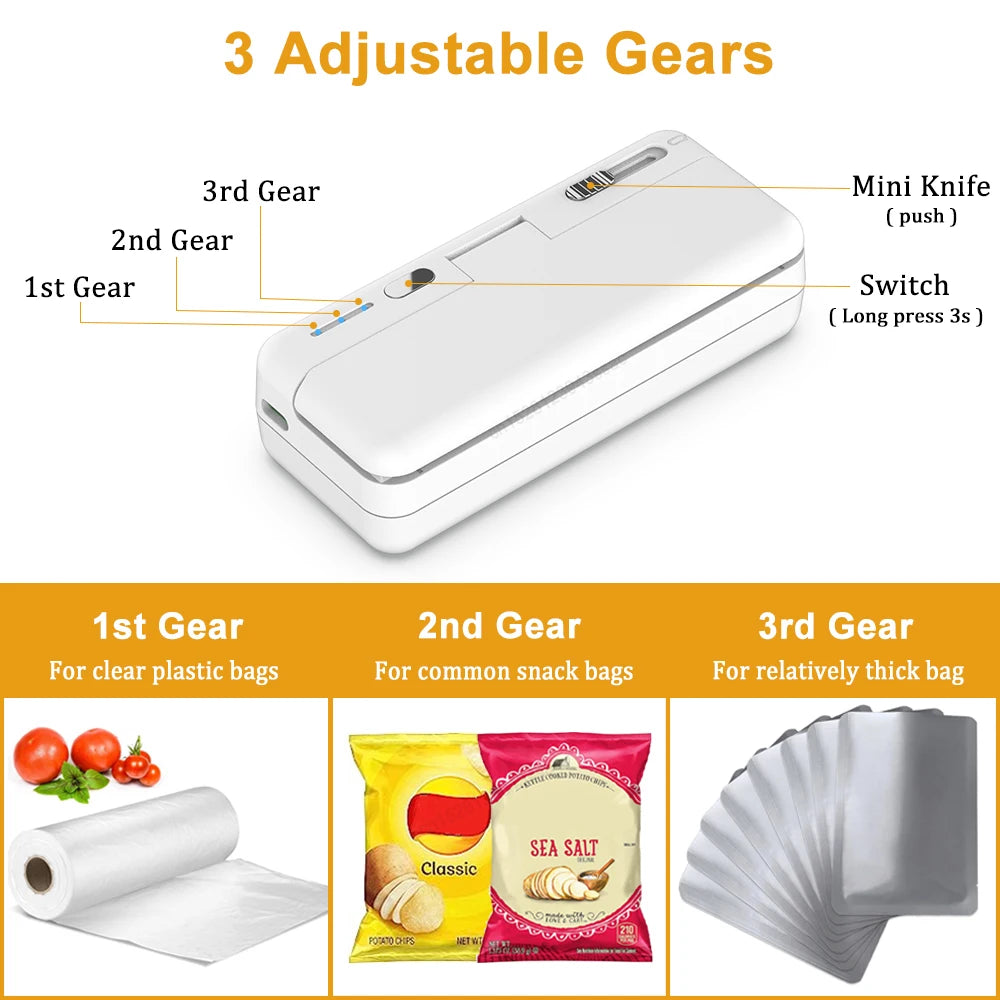 Mini Plastic Bag Sealer Portable Handheld Food Sealer 2 in 1 Rechargable Food Packaging Heat Sealer Thermal Plastic Bag Sealants