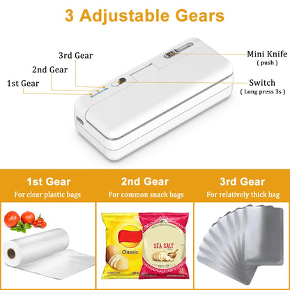 Mini Plastic Bag Sealer Portable Handheld Food Sealer 2 in 1 Rechargable Food Packaging Heat Sealer Thermal Plastic Bag Sealants