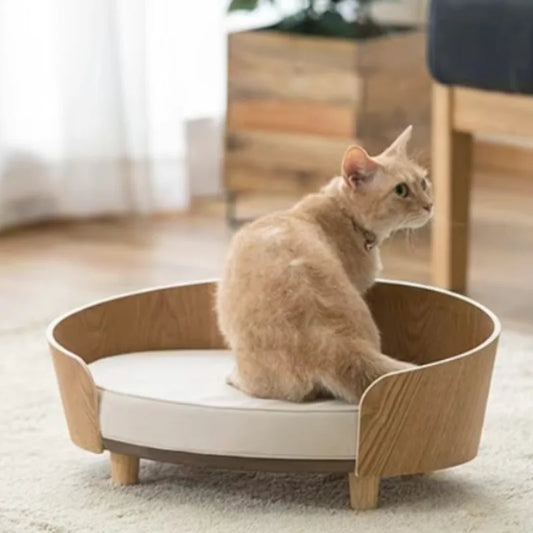 Wooden Pet Beds Mats and Furniture Indoor Cat House Soft Luxury Skidproof Cats Bed Sofa Comfortbale Cat Supplies Products Merit Sell