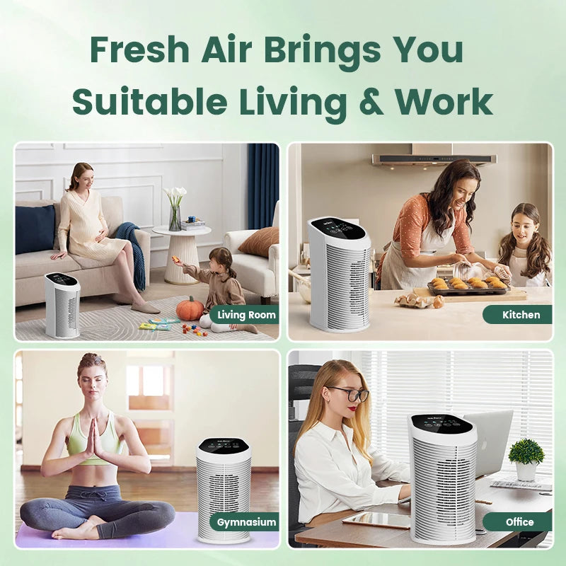 Sejoy 25W HEPA Air Purifiers For Bedroom 200 sq.ft Portable Air Cleaner For Smoke Pollen Hair Smell Air Purifier with Sleep Mode