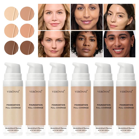 Full Coverage Foundation Bottles - Buildable Full Coverage Liquid Makeup for Custom Skin Tone Mixing & Daily Wear, Oil Control