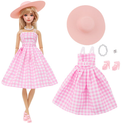 1/6 Doll Outfit Ba Doll Bie Shiny Princess Dress Clothes 30cm 11.5 Inch Doll Accessories Skirt Coat Top Pants with Shoes Hat Bag