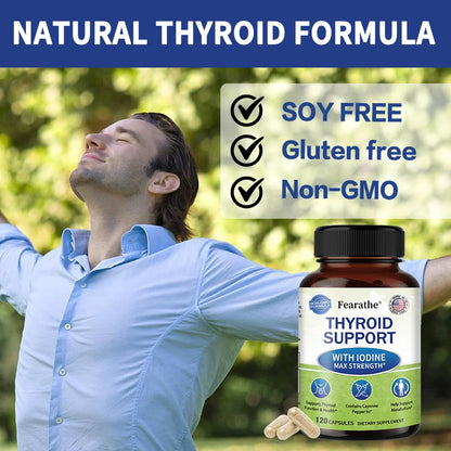 Thyroid Supplement for Men and Women - Thyroid Health, Metabolism, Energy and Focus Formula - 120 Capsules,Non-GMO