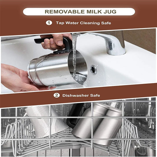 DEVISIB 4-in-1 Automatic Milk Frother Electric Instant Magic Froth 350ml Stainless Steel Pitcher Dishwasher Safe Hot and Cold - Merit Sell