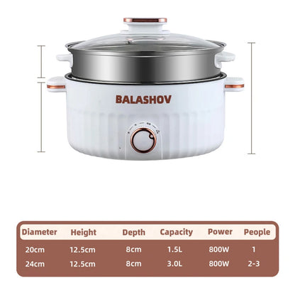 Portable Electric Multifunctional Cooker Household Double Layer Hot Pot Mini Non-stick Cookware for Kitchen and Home Appliance - Merit Sell