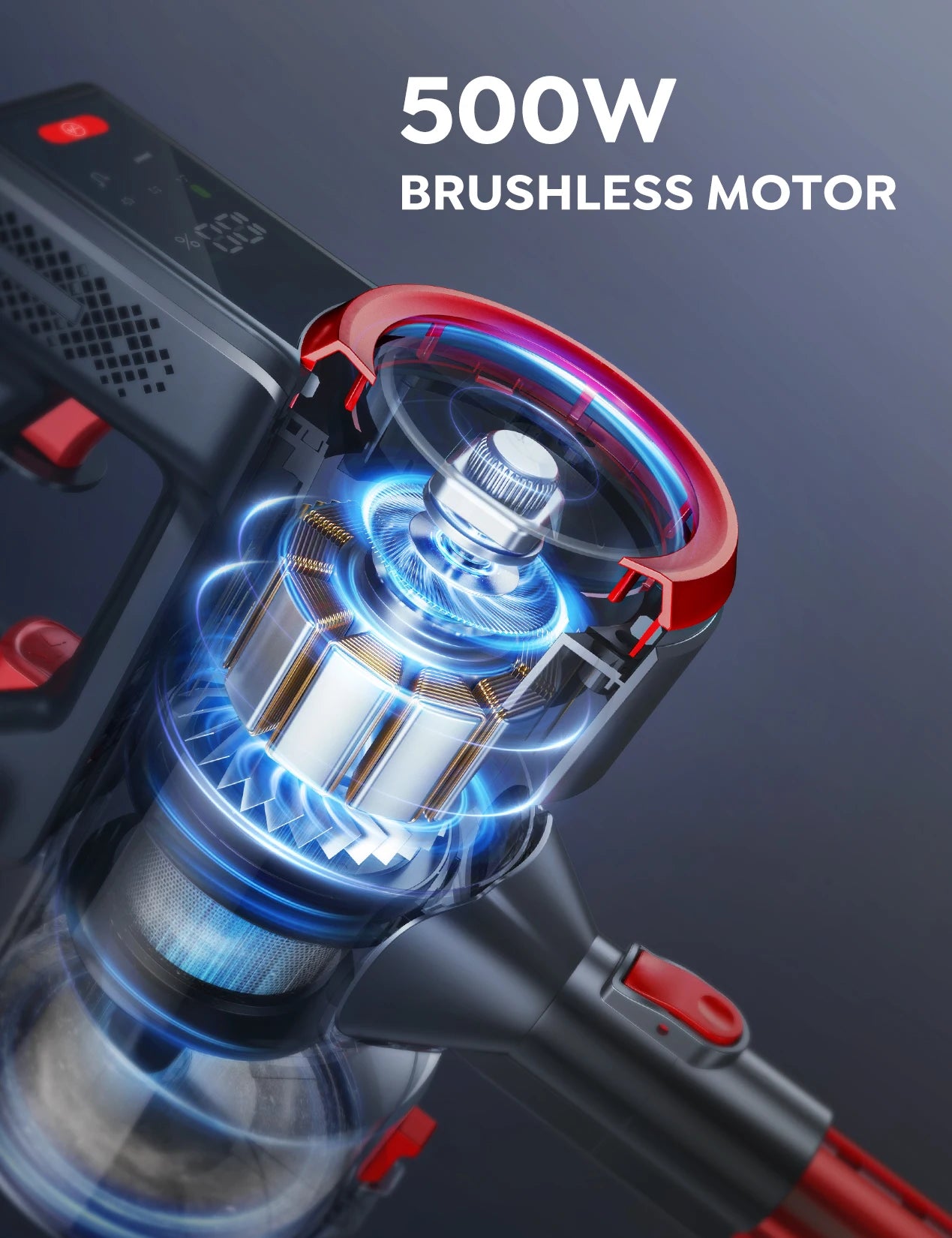 BUTURE 500W 50000Pa Powerful Cordless Vacuum Cleaner Wireless Handheld For Home Appliance with Touch Screen 55 Min Runtime