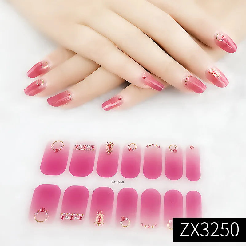 3D Waterproof Nail Art Stickers Self-Adhesive Fashion Colorful Manicure Decal UV LED Lamp Need Gel Nail Decals Nail Decoration
