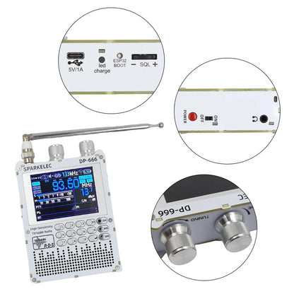 DP-666 TEF6686 Radio High Sensitivity Full Band FM AM LW MW SW Shortwave ESP32 RDS 2.8inch IPS Touch LCD Screen DSP Radio