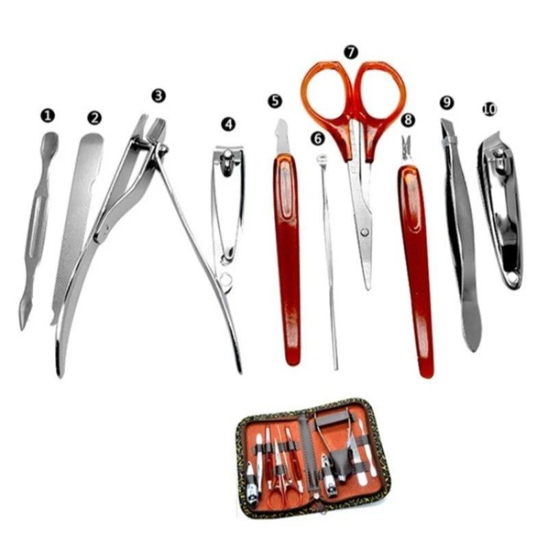 10pcs/set Professional Nail Clippers Trimmer Kit Manicure Care Tools Set for Home Salon Use
