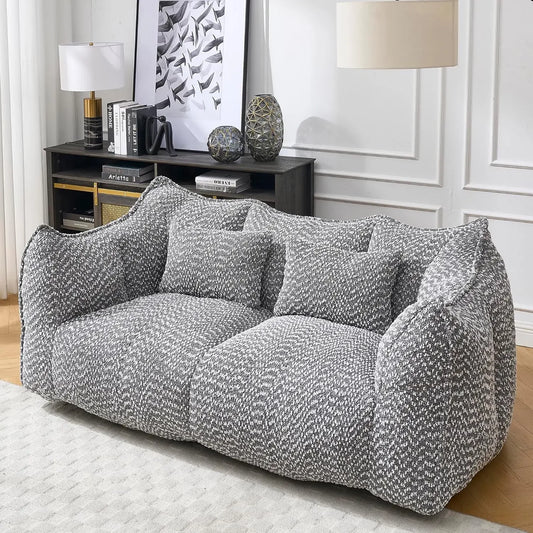 Soft Bean Bag Chair for Two with High Resilience Foam Core, Square Recliner Sofa for Living Room & Outdoor Terrace,, Customized