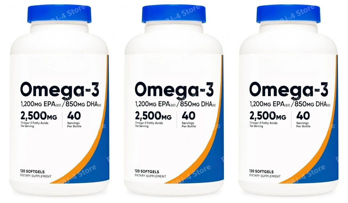 Omega-3 Fish Oil 2500mg Softgels with EPA 1200mg & DHA 850mg, High Potency Daily Wellness Support, Non-GMO, 120 Count