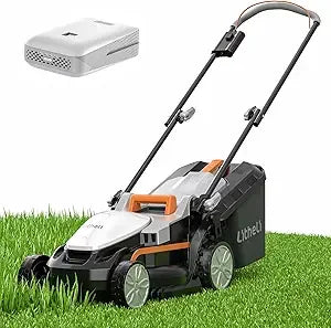 Litheli 16 Inch Lawn Mower 2x20V Electric Coreless Lawn Mower Lightweight Push Mower with 6-Position Height Adjustment, 2 X 4.0A