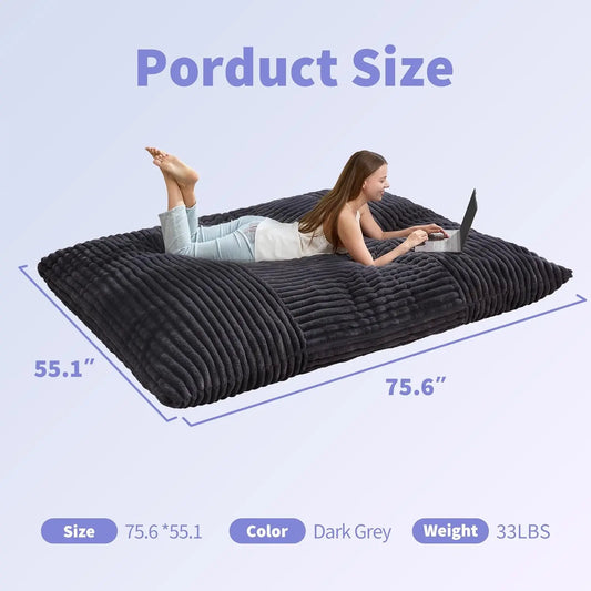 3 in 1 Bean Bag Chair Giant Bean Bag Chairs Convertible Bean Bag Floor Cushion with Machine Washable Cover Beanbag Chairs Merit Sell