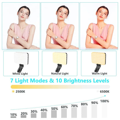New Selfie Light, 60 LED Phone Light Fill Light 7 Modes Output Video Lamp Kit Dimmable 2500K-6500K Bi-Color Panel Light CRI 97+