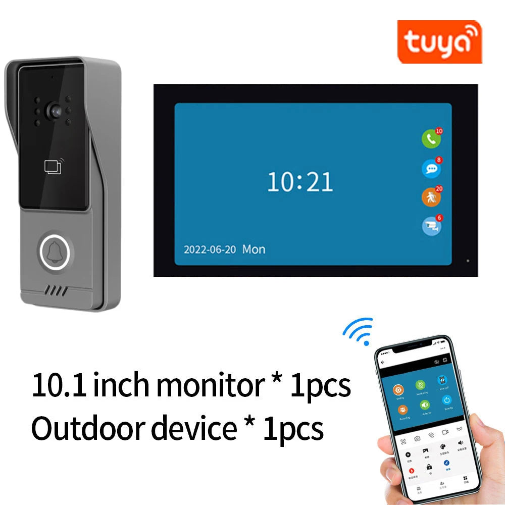 4 Wires support tuya app Wifi 1080P Video Intercom Video Door Phone 7'' Touch Monitor Video Doorbell Door Camera Security System