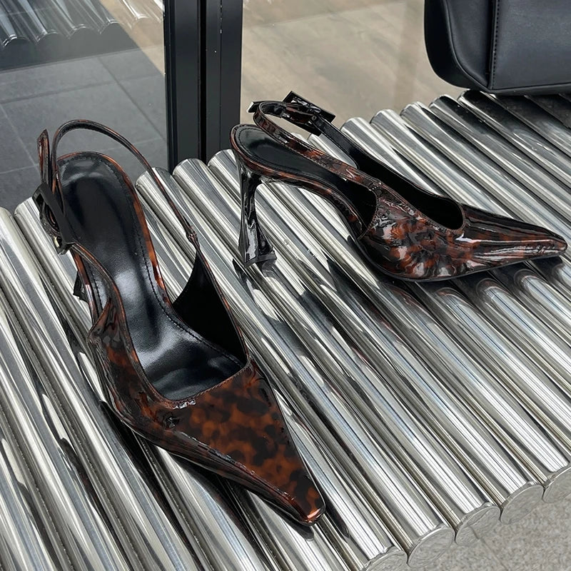 New In 2025 Pumps Footwear Elegant Women Heeled Shoes Fashion Buckle Strap Female Pointed Toe Slingbacks Ladies High Heels Shoes
