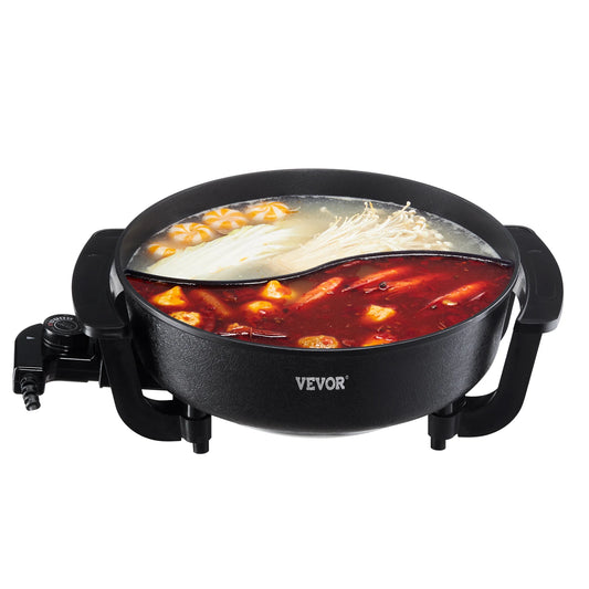 SucceBuy Electric Hot Pot 5 L Double-flavor Shabu Shabu Pot Non-Stick Electric Cooker with Divider Glass Lid for 6-10 People Merit Sell