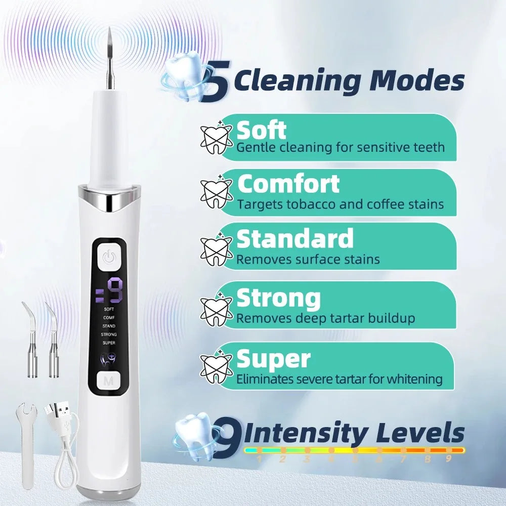 Portable Oral Irrigator Ultrasonic Calculus Remover Electric Teeth Whitening Dental Scaler Plaque Stains Tartar Home Oral Care
