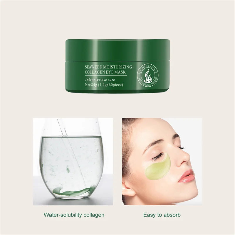 60pcs Seaweed Gold Collagen Eye Mask Anti Dark Circles Eyes Bags Moisturizing Anti-Wrinkles Eye Patches Eyes Skin Care Products