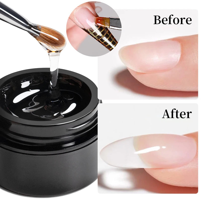 AWStorG 15ML Fiber Builder Nail Gel In A Bottle UV Semi Permanent Clear Pink Nail Strengthener Extension Construction Gel