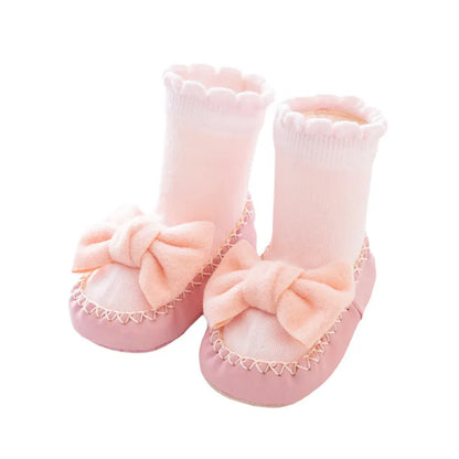 Baby Girls Socks Shoes Autumn Winter Clothes Cute Bow Socks Non-slip Soft Lightweight Floor Socks Baby Items Clothing