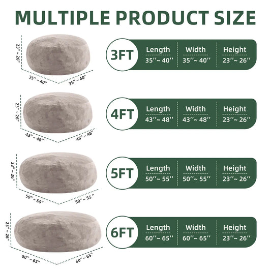Bean Bag Chair 6 ft., filled with memory foam. Large bean bag chair suitable for adults, featuring a soft sofa with removable fl - Merit Sell